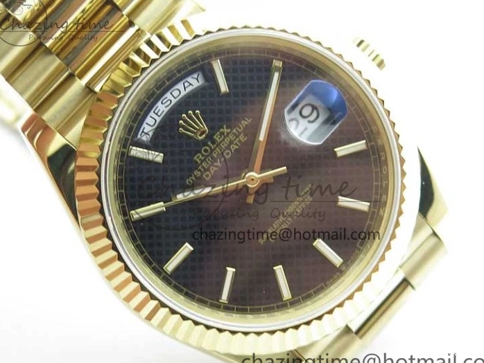 Black 40mm YG 228239 904 Version YG Bracelet Dial Markers BP A2836 Stick New Day-Date Dial on President 0420